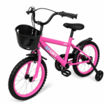 Bicicleta Infantil Rodado 16 Con Canasto Y Rueditas De Apoyo Rosa
