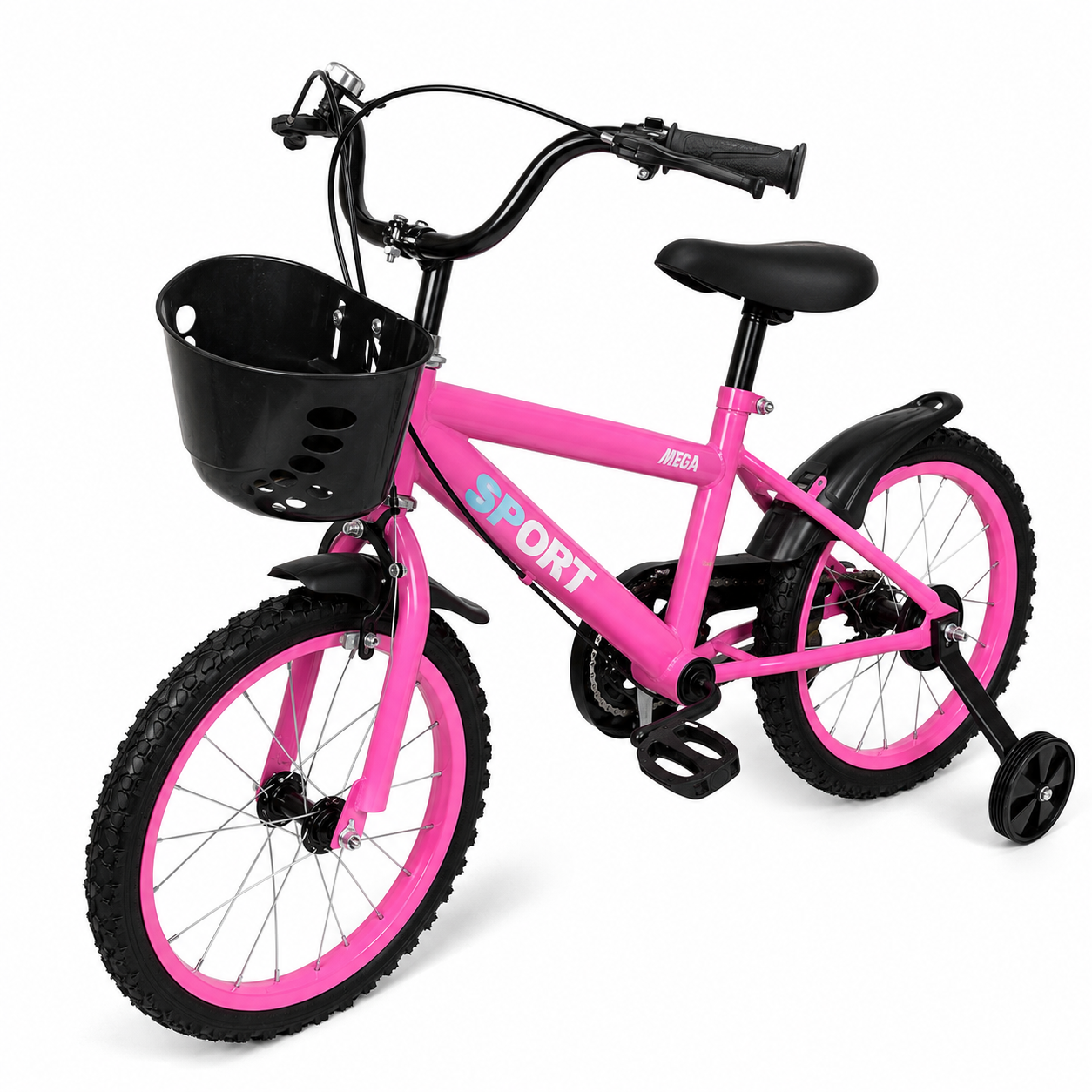 02C58D24-D790-4F96-A47A-2411D401C5B2 Bicicleta Infantil Rodado 16 Con Canasto Y Rueditas De Apoyo Rosa - Imagen 1