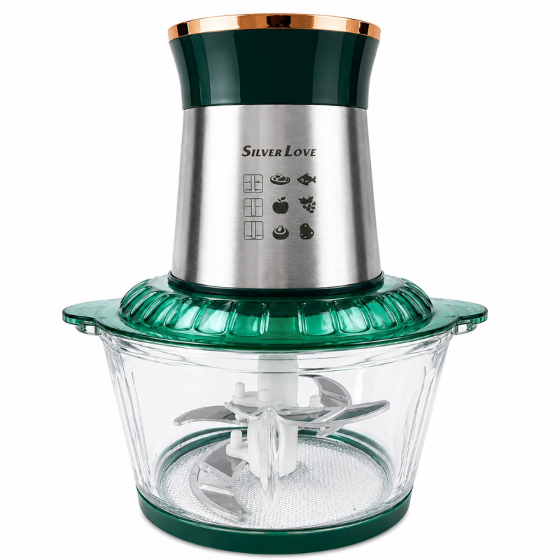 Picadora de Carne 2 Litros Bowl de Vidrio Silver Love 800W