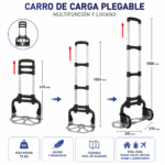 Carro De Carga Plegable Aluminio Hasta 75 Kg Con Ruedas Telescópico Portátil - Imagen 5