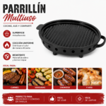 Brasero Parrilla Plancha Hierro Ovalada 40x25cm Mantiene Calor Para Asado - Imagen 4