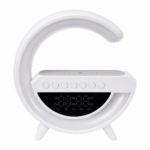 Lámpara G Led Con Cargador Inalámbrico Parlante Bluetooth Reloj Despertador