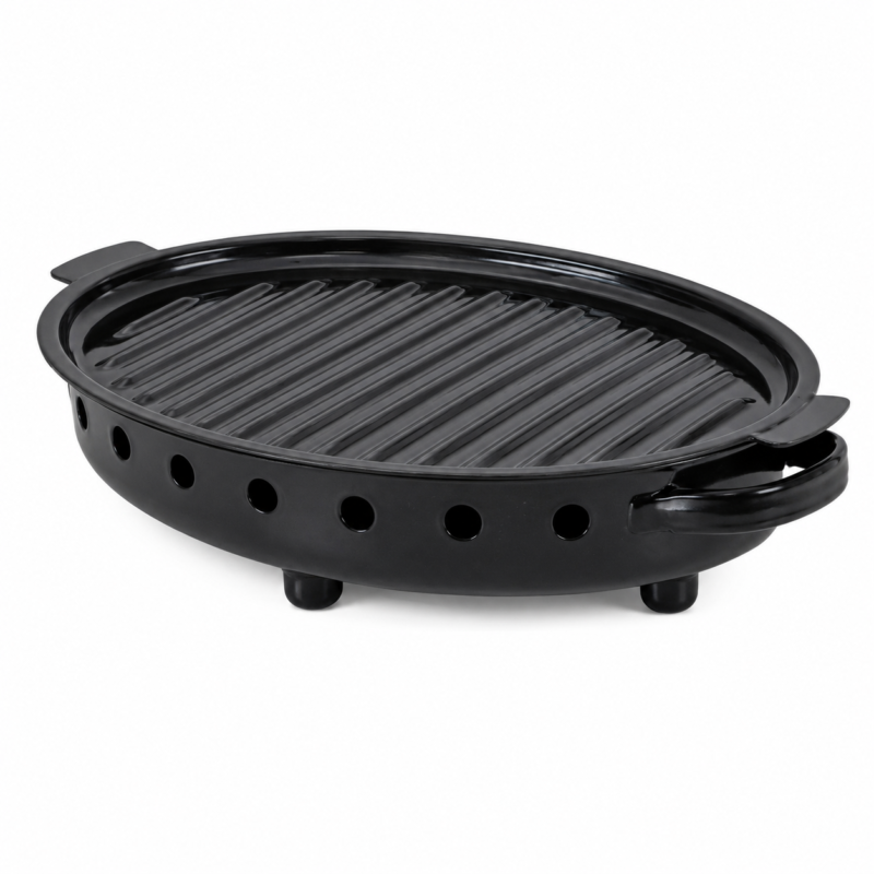 Brasero Parrilla Plancha Hierro Ovalada 40x25cm Mantiene Calor Para Asado