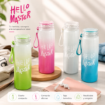 Botella De Vidrio Agua 500 Ml Con Correa De Silicona Reutilizable - Imagen 3