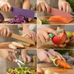 Set Kit Juego De Cuchillos Cocina 6 Piezas Antiadherentes Con Pelador y Tijera - Imagen 10