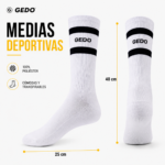Medias Deportivas Gedo Unisex Blancas Con Rayas Para Fútbol Running - Imagen 2