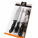 Set Kit Parrillero 3 Piezas Cuchillo Chaira Tenedor Acero Inoxidable Asado - Imagen 2