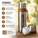 Termo Acero Inoxidable 750ml Con Tapa Vaso Aislación Térmica - Imagen 6