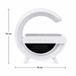 Lámpara G Led Con Cargador Inalámbrico Parlante Bluetooth Reloj Despertador - Imagen 6