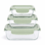 Set Juego De 3 Tuppers Bowls De Vidrio Borosilicato Herméticos Con Tapa