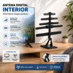 Antena TV Digital Abierta Interior HD Con Base Y Cable 1,5 Metros - Imagen 4