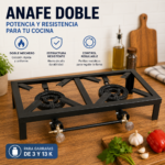 Anafe Doble A Gas Hierro Fundido 2 Hornallas Para Garrafa 3 Y 13 Kg - Imagen 6