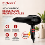 Secador de Pelo Sokany Modelo AL-6130 Potencia 2000W Negro - Imagen 6