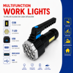 Linterna Táctica LED Recargable USB Con Luz Lateral COB - Imagen 6