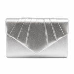 Cartera De Fiesta Mujer Plateada Elegante Clutch Con Cadena Desmontable - Imagen 2