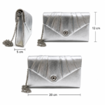 Cartera De Fiesta Mujer Plateada Elegante Clutch Con Cadena Desmontable - Imagen 7
