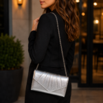Cartera De Fiesta Mujer Plateada Elegante Clutch Con Cadena Desmontable - Imagen 9