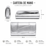 Cartera De Mano Fiesta Mujer Plateada Elegante Con Cierre Magnético - Imagen 4