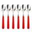 Juego Set De 6 Cucharas De Mesa Acero Inoxidable Cocina Mango de Plástico