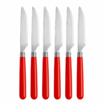 Juego Set De 6 Cuchillos De Mesa Serrados Acero Inoxidable Cocina Mango de Plástico