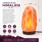 Lámpara De Sal Del Himalaya Natural Casi 3 Kg Con Base De Madera Luz Cálida Decorativa - Imagen 7