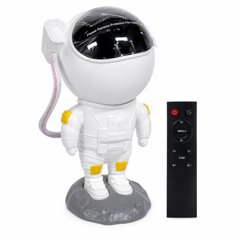 Proyector Galaxia Estrellas Astronauta Led Con Control Remoto Y Base Lunar