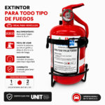 Extintor Polvo ABC Todo Tipo De Fuego 1 Kg Certificado UNIT Con Soporte Para Auto Camioneta - Imagen 4