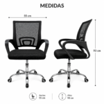 Silla De Oficina Ergonómica Con Apoyabrazos Respaldo Mesh Y Ruedas - Imagen 3