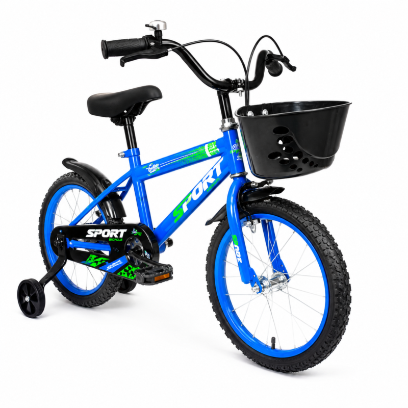 Bicicleta Infantil Rodado 16 Con Canasto Y Rueditas De Apoyo Azul