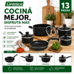 Juego De Ollas Antiadherentes 13 Piezas Con Sartén Y Utensilios Tapas De Vidrio - Imagen 7