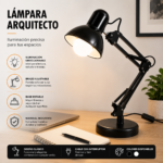 Lámpara De Escritorio Arquitecto Brazo Articulado Base Sólida Rosca E27 - Imagen 7