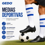 Medias De Fútbol Largas Blancas Con Rayas Azules GEDO Unisex - Imagen 4