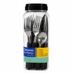 Set Juego De Cubiertos Acero Inoxidable 25 Piezas Mango Plástico