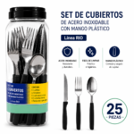 Set Juego De Cubiertos Acero Inoxidable 25 Piezas Mango Plástico - Imagen 6