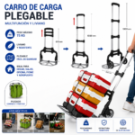 Carro De Carga Plegable Aluminio Hasta 75 Kg Con Ruedas Telescópico Portátil - Imagen 6