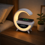 Lámpara G Led Con Cargador Inalámbrico Parlante Bluetooth Reloj Despertador - Imagen 8