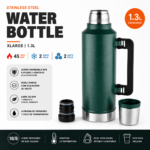 Termo Acero Inoxidable 1,3 Litros Doble Pared Térmico Con Manija y Taza Tapa - Imagen 5