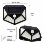 Aplique Foco Solar 100 LEDS Con Sensor De Movimiento Fotocélula Exterior IP65 - Imagen 3
