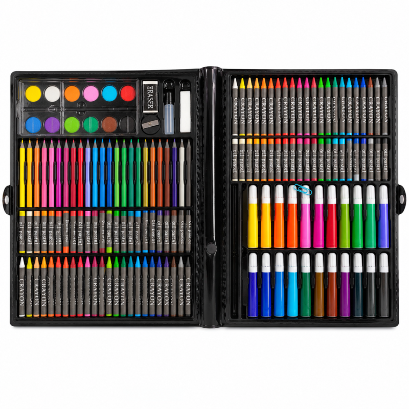 Maletín Kit De Arte 168 Piezas Con Marcadores Crayones Acuarelas Y Lápices