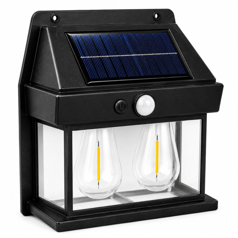 Aplique Doble Solar LED Exterior Con Sensor De Movimiento Luz Cálida IP65