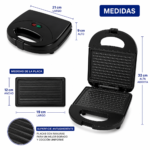 Sandwichera Eléctrica Grill Placas Antiadherentes 750W - Imagen 4