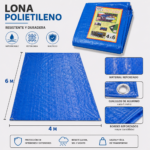 Lona Impermeable 4x6 Metros Reforzada Azul Con Ojales Multiuso - Imagen 3
