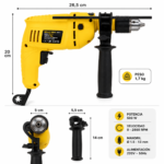 Taladro Percutor Eléctrico 500W Mandril 13mm Velocidad Variable 2800 RPM - Imagen 4