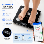 Balanza Digital Bluetooth 180 Kg Smart Con App LCD Vidrio Templado IMC Grasa Corporal - Imagen 5