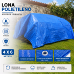 Lona Impermeable 4x6 Metros Reforzada Azul Con Ojales Multiuso - Imagen 4