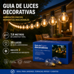 Guirnalda Guía De Luces Decorativas 25 Focos 7,6 Metros Exterior Interior IP54 - Imagen 4