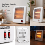 Calefactor Estufa Eléctrica Bajo Consumo 800W Cuarzo Portátil - Imagen 6