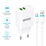 Cargador de Pared BWOO Doble USB 2.4A con Cable USB C de 1 Metro - Imagen 6