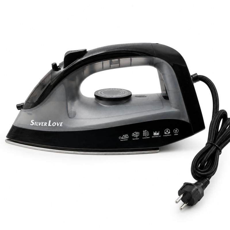 Plancha a Vapor Silver Love 2000W Suela Antiadherente Vapor Vertical 120ml
