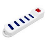 Zapatilla Alargue Eléctrico 5 Tomas Universales 10A 2500W con Interruptor y Cable 3 Metros - Imagen 2
